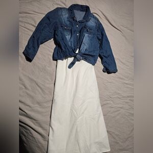 Denim Button-Up Tie-Front Shirt